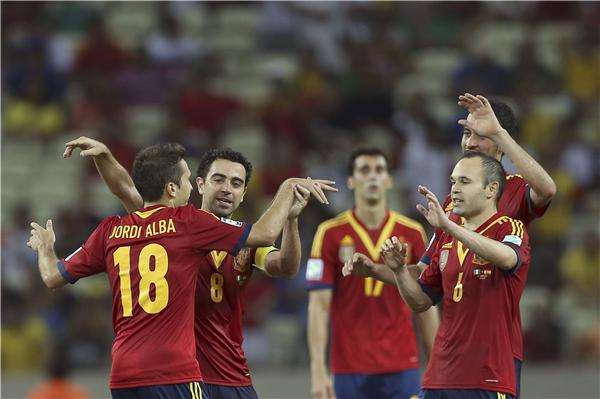 إحتفالية برشلونية في فوز منتخب أسبانيا على نيجيريا