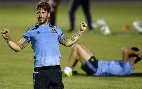 سيرجيو راموس خلال التدريبات