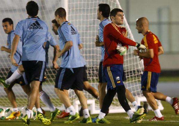 جانب من تدريبات المنتخب الأسباني