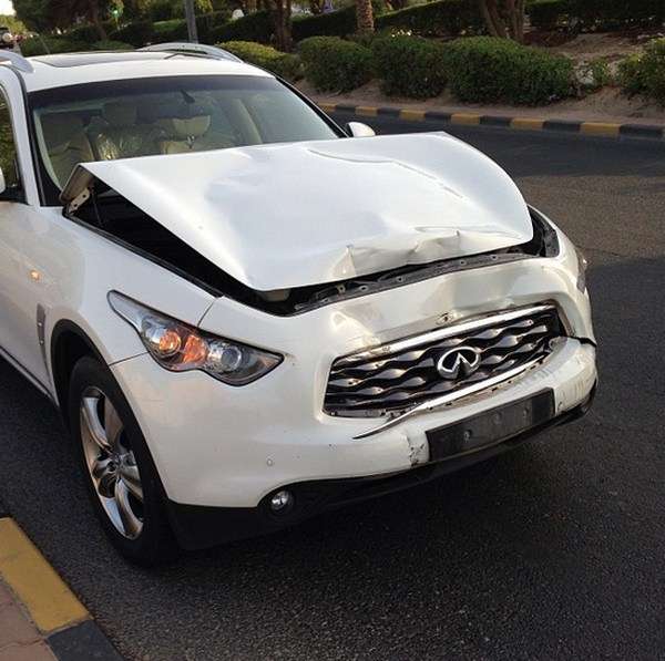 سيارة المطيري بعد الحادث