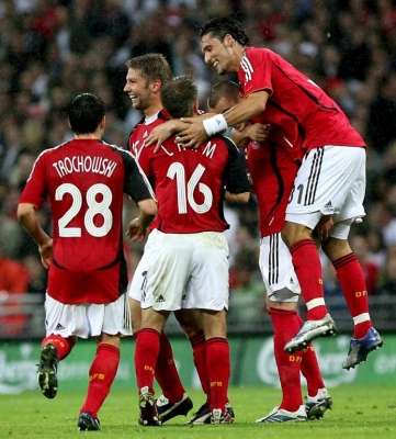 فرحة لاعبي ألمانيا بأحد الأهداف