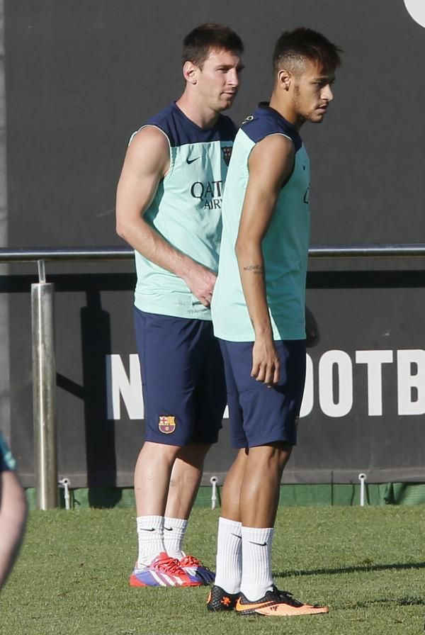 نيمار وميسي خلال مران اليوم