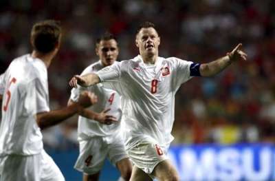 فرحه لاعبي المنتخب البولندي بهدف التعادل