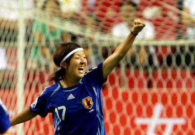 فرحة اليابانية يوكي ناغاساتو بالهدف الوحيد ال احرزته امام الأرجنتين