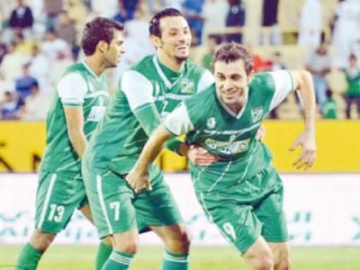 فرحة احمد هايل بهدفه  الثالث في مرمى التضامن