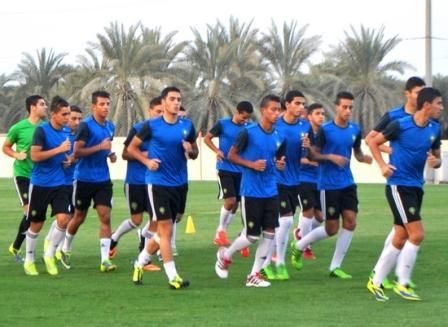 لاعبو المغرب خلال التدريبات