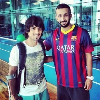 علي مقصيد مع لاعب خيطان محمد يوسف خلال تواجدهما في اسباير