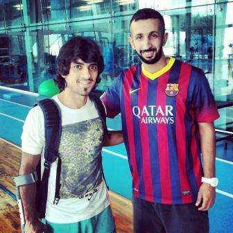 علي مقصيد مع لاعب خيطان محمد يوسف خلال تواجدهما في اسباير