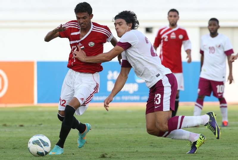 سيبستيان سوريا أحرز الهدف الأول لقطر في مرمى اليمن