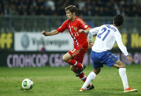 من مباراة سابقة للمنتخب الروسي