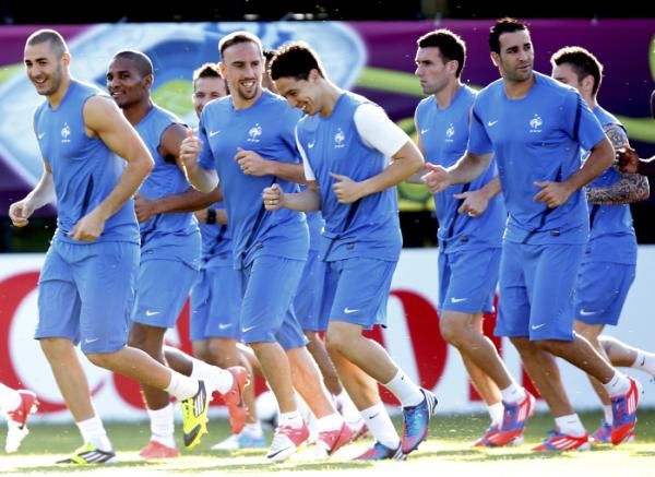المنتخب الفرنسي أثناء إجرائه أحد التدريبات