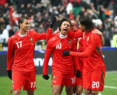 فرحة لاعبي المنتخب المغربي خلال آخر مواجهة 