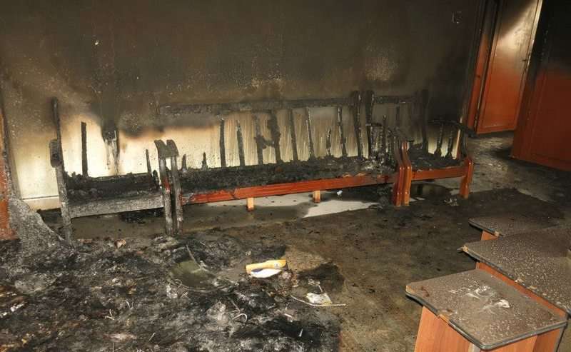 لقطة من الحريق الذي شب في مرافق النادي