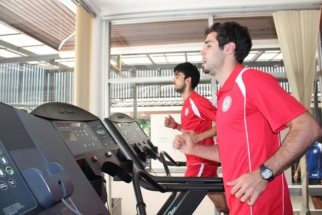  من الإختبار البدني للاعبي منتخب لبنان.  
