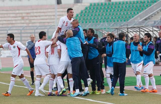 فرحة المنتخب الاردني بعد الفوز
