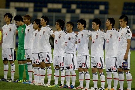 منتخب اليابان الأولمبي عند مشاركته في كأس آسيا لتحت 22 عاماً بسلطنة عمان