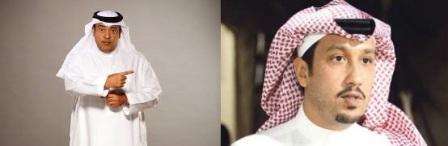 صورة الامير فهد بن خالد رئيس أهلي جدة(يمين)وليد الفراج المذيع الرياضي (يسار)