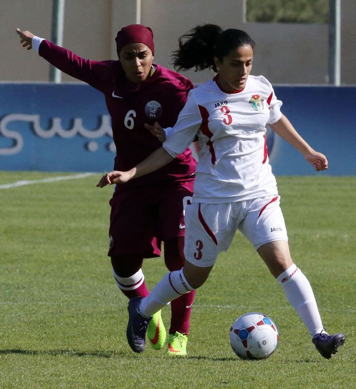 صورة من مباراة الأردن وقطر اليوم 