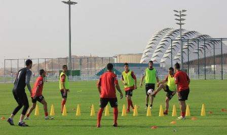 جانب من تدريبات المنتخب الفلسطيني في الدوحة