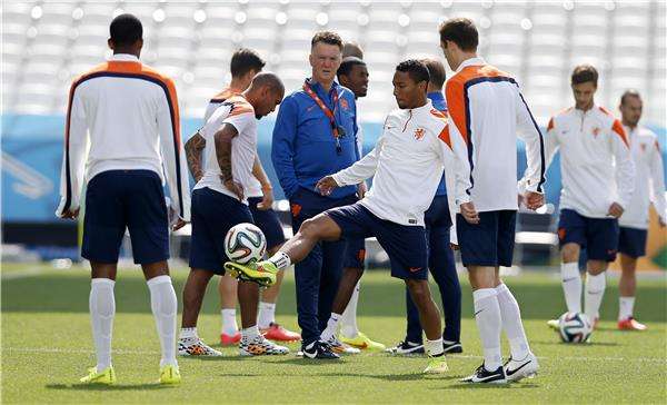 جانب من تدريبات المنتخب الهولندي