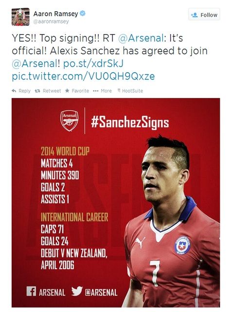 رامسي يرحب بسانشيز