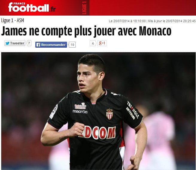 جيمس لم يعد يلعب لموناكو