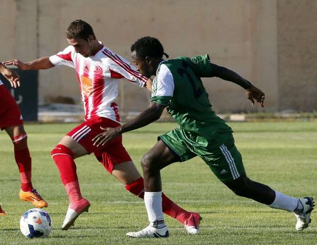 جانب من لقاء اتحاد الرمثا وشباب الأردن الليلة 