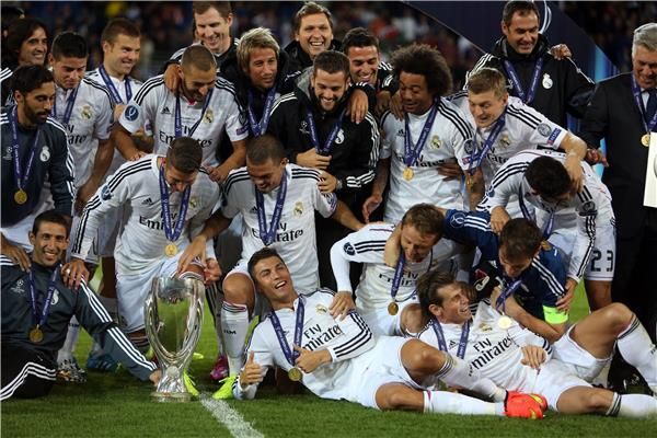 فرحة لاعبي الريال بالتتويج بالسوبر الاوروبي