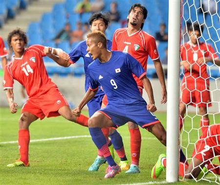 سوزوكي عند تسجيله الهدف الثاني لمنتخبه والأول له بعد طول غياب