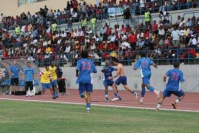 فرحة لاعبى الأتحاد بهدف زعبيه الذهبى فى مباراة اليوم