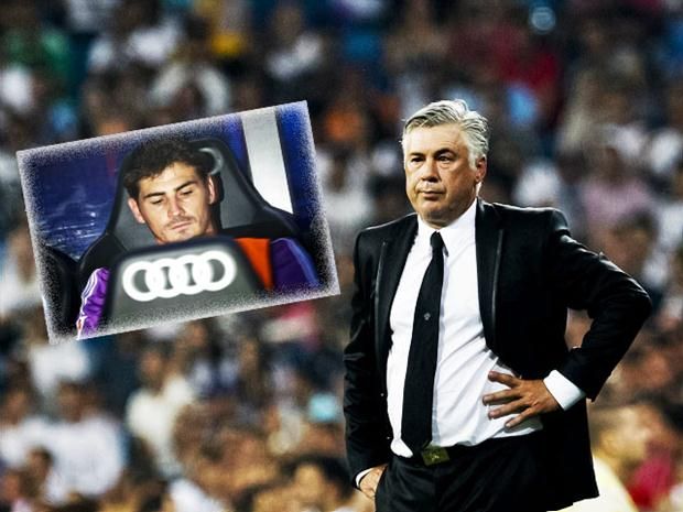 أنشيلوتي مدرب الريال وفي الاطار كاسياس