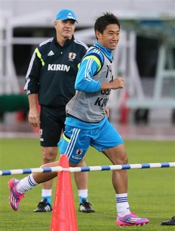 شينجي كاجاوا في تدريبات اليوم استعداداً لجمايكا