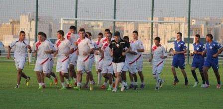 جانب من تدريبات المنتخب الفلسطيني للناشئين قبل مواجهة السعودية