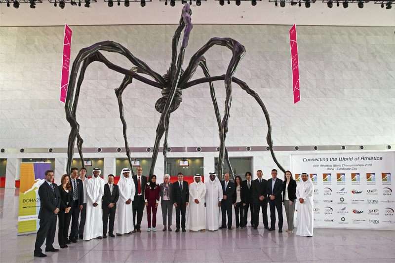 the iaaf evaluation commission and the doha 2019 bid  committee in the qncc during their tour-web