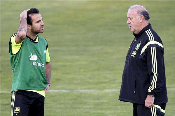 فابريجاس مع مدربه ديل بوسكي