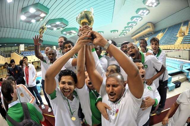 لقطة من تتويج الأهلي ببطولة الدوري الممتاز لكرة الماء .