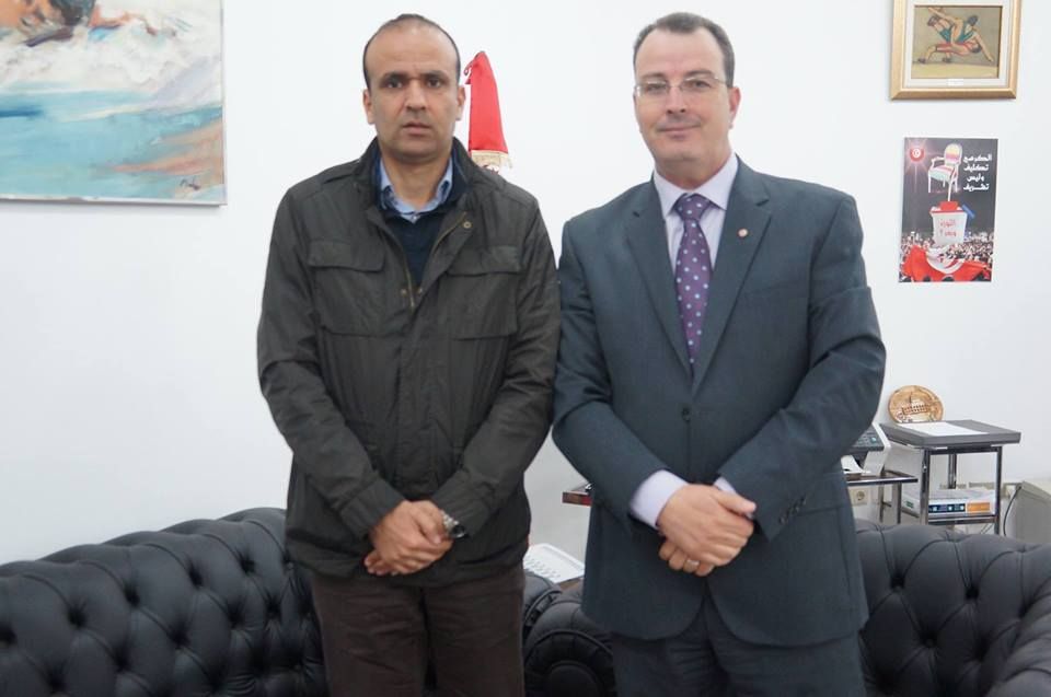 رئيس الاتحاد التونسي لكرة القدم صحبة وزير الرياضة التونسية 