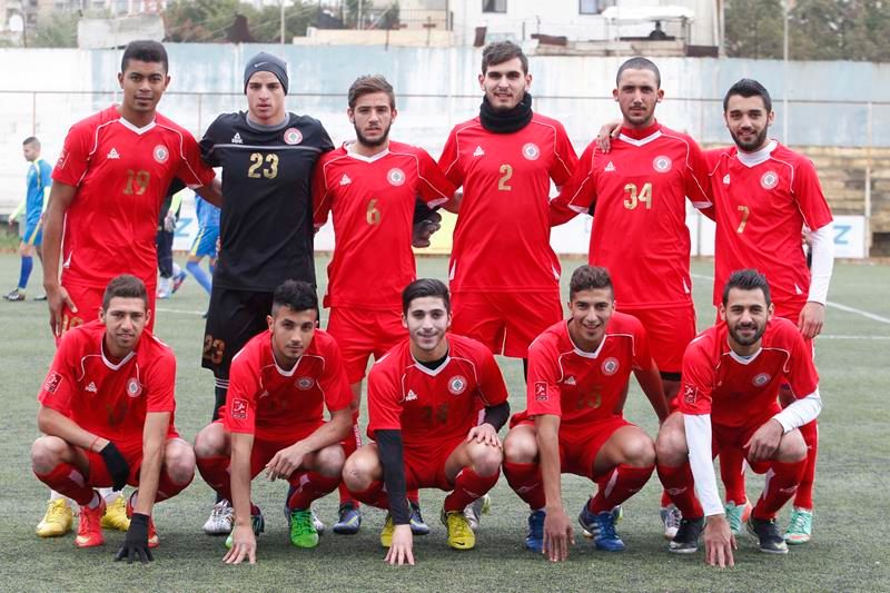 منتخب لبنان الأولمبي قبيل مباراته الأسبوع الماضي مع الصفاء