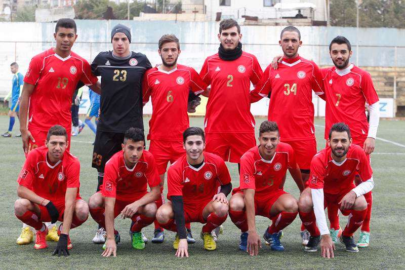 منتخب لبنان الأولمبي قبيل مباراته الأسبوع الماضي مع الصفاء