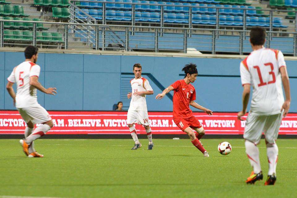 من مباراة الأولمبي السوري والسنغافوري