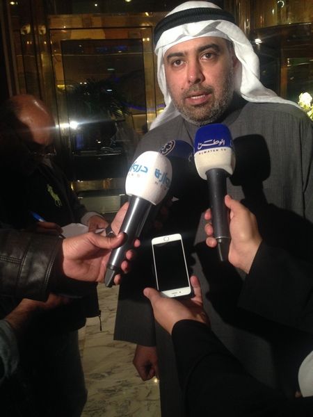 الفهد اثناء حديثه لوسائل الاعلام بعد الاجتماع القدساوي