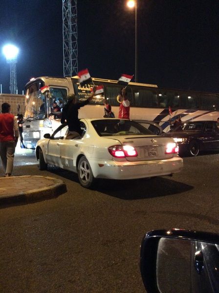 احتفالات الجماهير السورية بعد التعادل مع الكويت