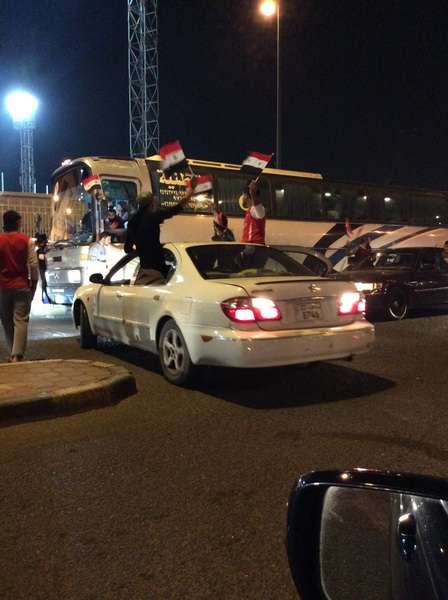 احتفالات الجماهير السورية بعد التعادل مع الكويت