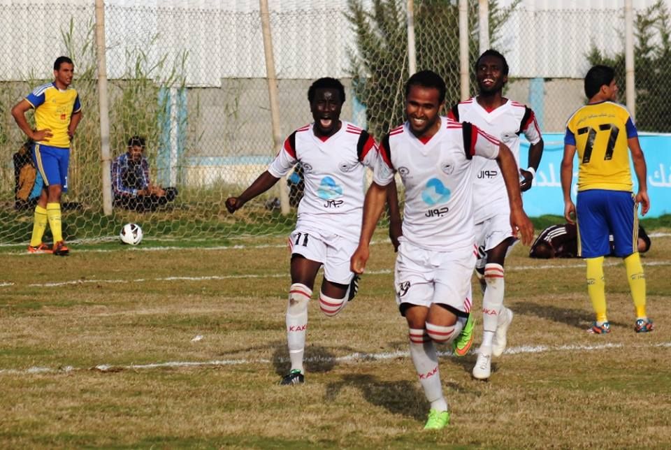 فرحة محمد اللوح لاعب الرياضي  بهدف الفوز على شباب جباليا