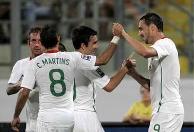 احتفال برتغالي بهدف هوجو الميدا في لقاء اليوم