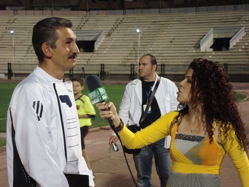 مدرب الكرامة اسامة يبرودي خلال لقاء مع تلفزيون الرياضية السعودية