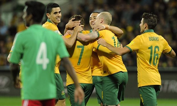 منتخب أستراليا بعد تسجيله الهدف الخامس بمرمى بنغلادش