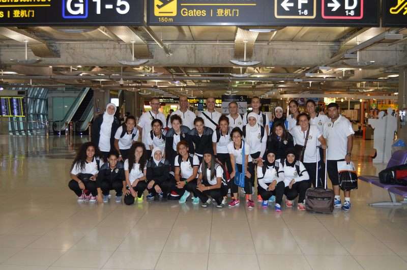 منتخب سيدات الأردن بعد وصوله لمينامار 