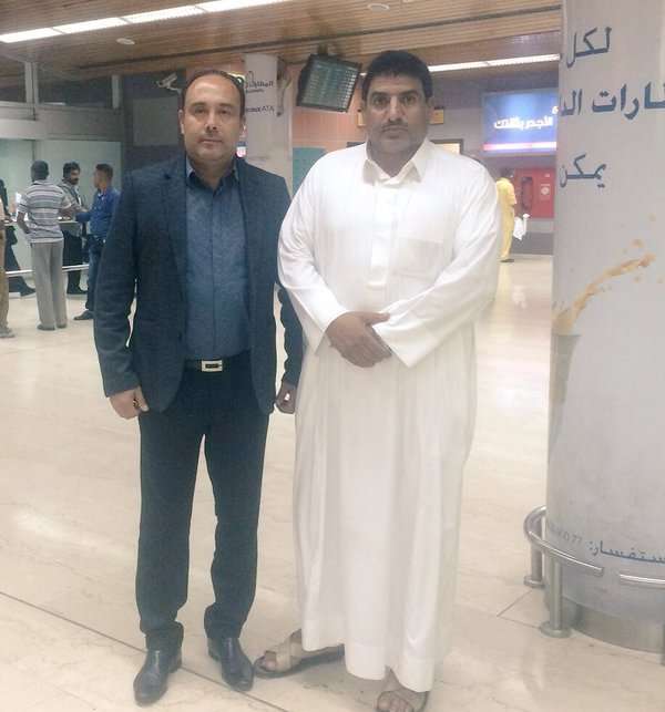 حمادي الدو عند وصوله الى السعودية