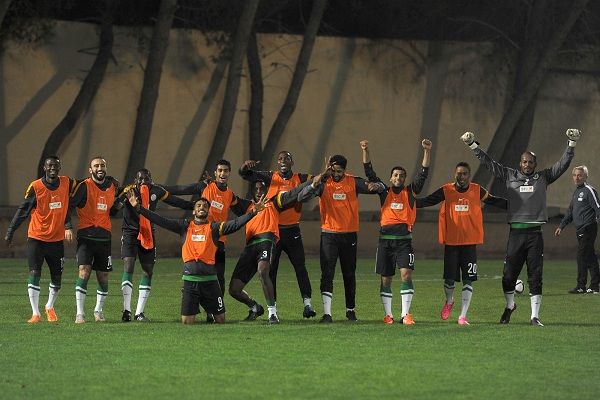 من تدريبات المنتخب السعودي الاحد على ملعب البترا